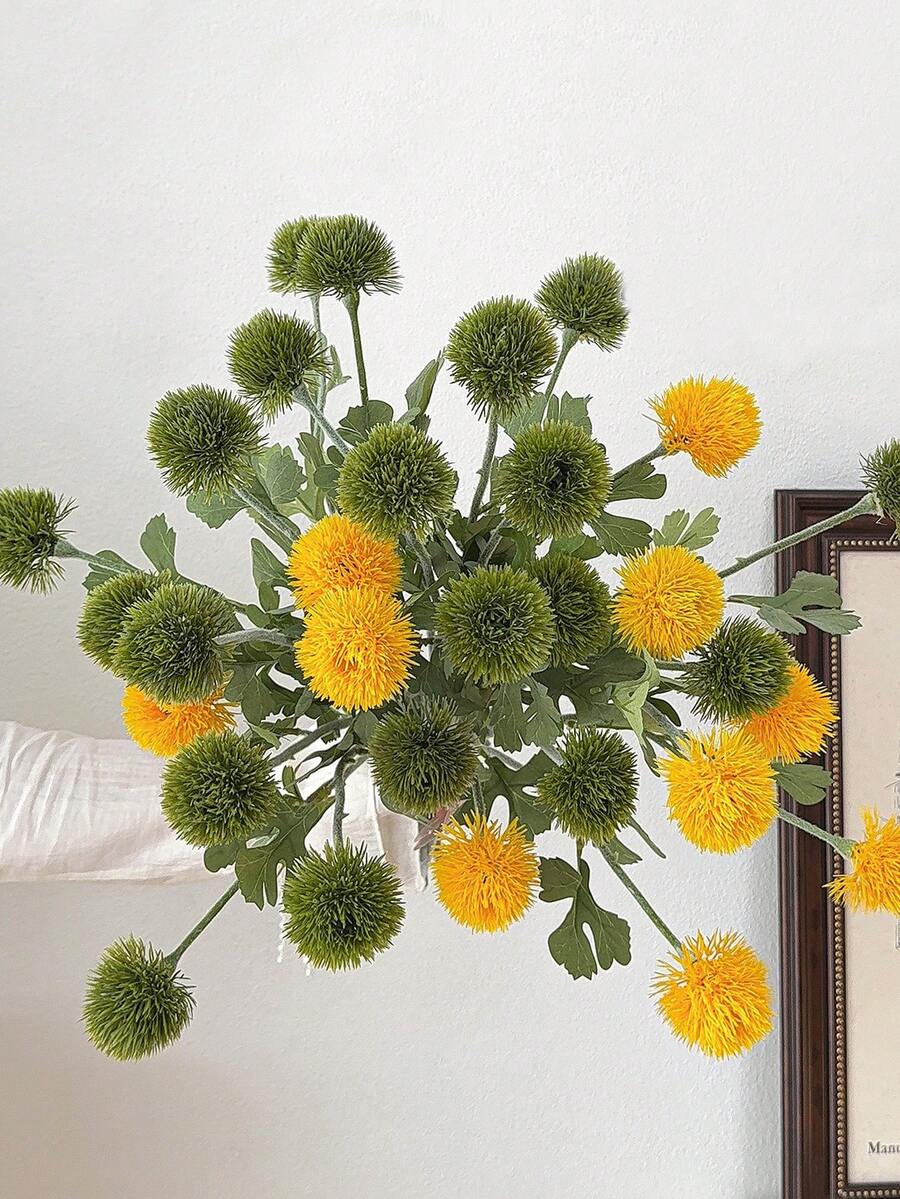 6支装仿真花：蒲公英、葱花和菊花，适合春季家居装饰、客厅装饰、办公室装饰、厨房装饰、婚礼装饰、桌面摆件、房间装饰、母亲节礼物、毕业花束材料和新娘花束配件、春季装饰、墙面装饰、餐桌摆件、婚礼摆件、装饰花卉、婚礼花卉。