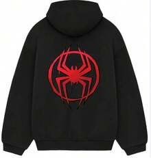 Men's And Women's Graphic Hoodie, Spider Graphic Man Hoodie,Fashionable Men's  Hoodie, Surprise Gift For Friends And Family, Knit Fabric, For Autumn And Winter - 黑色2 - 查看 1