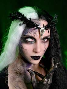 Black Elf Flower Crown - Gothic Raven Skull Headpiece, Witch Headband, Dark Fairy Halo, Suitable For Witch Aesthetic, Role-Play, Renaissance, Gothic Wedding, Photo Shoot - Multicolor - View 1