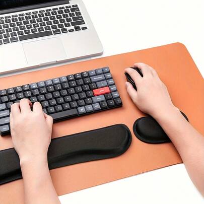 2pcs Keyboard Wrist Rest Support Set, Non-Slip And Anti-Fouling, Comfortable Mouse Pad Suitable For School, Office And Home