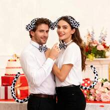 Dalmatian Dog Ear Headband, Suitable For Halloween, Christmas, Thanksgiving Party Decorations, Holiday Dog Costumes, Seasonal Pet Accessories, Fashionable Pet Supplies, Fun Pet Outfits, Soft Fabric Accessories, Well-Made Bow Ties, Dog Tail Accessories, Dog Lovers, Party Planners - Multicolor - View 5