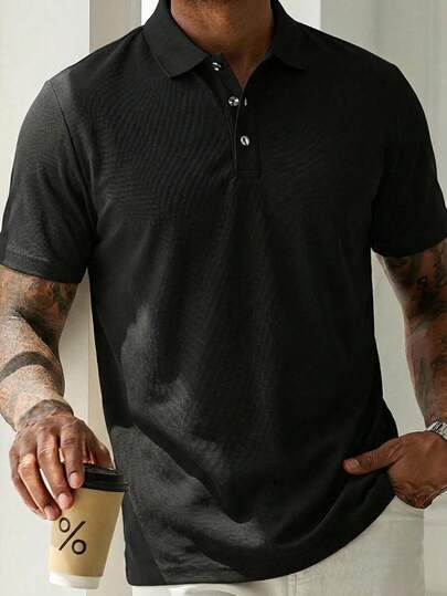 1 pieza Camisa polo casual y de moda para hombres, adecuada para gimnasio, entrenamiento y deportes