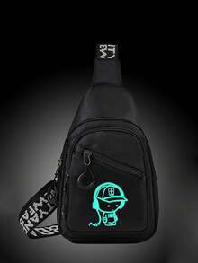 New Luminous Printed Chest Bag, Fashionable And Boys' Chest Bag, Casual Sports Youth Shoulder Bag, Niche Design Creative Crossbody Bag. - Multicolor - View 1