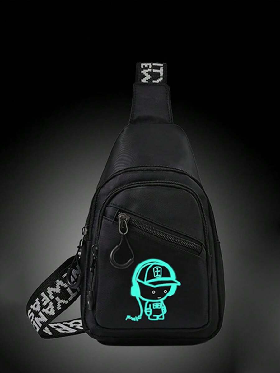 New Luminous Printed Chest Bag, Fashionable And Boys' Chest Bag, Casual Sports Youth Shoulder Bag, Niche Design Creative Crossbody Bag. - Multicolor - View 1