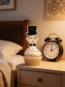 10/25/50/100个个性化赛车照片纸杯蛋糕装饰插牌，人脸照片纸杯蛋糕装饰插牌，定制赛车男孩纸杯蛋糕装饰，赛车男孩生日派对装饰，趣味装饰，人脸贴纸插签，定制照片，轻松装饰蛋糕 - 适用于生日、婴儿派对 - 多色4 - 查看 7