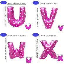 1pc, Pink Print Heart Printed Pink English Letter A-T Aluminum Film Balloon 16", For Birthday Celebration Anniversary Event Celebration Decoration Aluminum Film Balloon - Pink - View 8