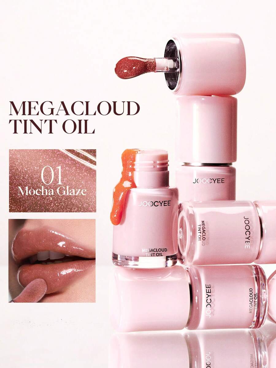JOOCYEE MEGACLOUD TINT OIL Fermented Color Tinting Oil, Mirror-Like Glossy Lip Gloss, Non-Stick, Waterproof Lipstick, Nude Color, Moisturizing Lip Balm For Autumn/Winter - #01 Mocha Glaze - 查看 1
