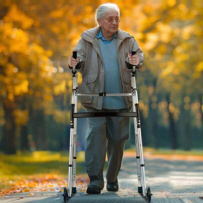 2 In 1 Folding Walker & Removable Armrests, Height Adjustable Foldable Walker With 5" Solid Wheels, Lightweight Aluminum | Front Wheeled Mobility Aid For Elderly Handicapped Disabled, 450 Pounds