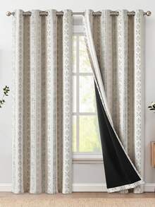 1pc Digital Printing Blackout Curtain, Bohemian Style For Bedroom And Living Room - White - View 10
