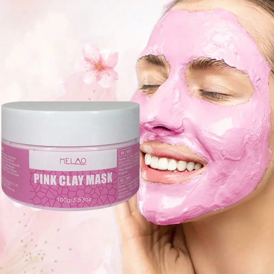 MELAO Natural Pink Clay Face Mask, Deep Cleansing Pore Minimizing, Purifying Refined Skin, Suitable For All Skin Types, Contains Natural Pink Clay, 100g/3.53oz