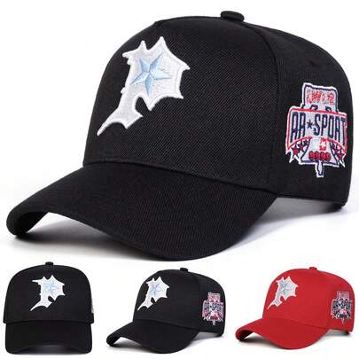 1pc Men's P Truck Driver Hat, Personalized Letter & Star Embroidery Baseball Cap, Streetwear Fashion 5-Panel Cap, Outdoor Sun Protection Casual Hat For Spring, Autumn, Travel, Beach