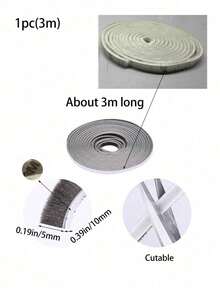 1 Rollo de burlete - a prueba de sonido, a prueba de viento, a prueba de polvo, adecuado para la decoración del hogar, burlete adhesivo de cepillo, sello a prueba de sonido, polvo y viento para puertas y ventanas - Multicolor - Ver 12