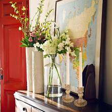 12 Pack Glass Candlestick Holder, 4" H Stripe/Dimond Crystal Candle Holders, Crystal Decorative Candle Stand, Clear/Amber Taper Candle Holders Bulk For Table Centerpiece Decor, Valentine's Day, Wedding, Dining Party, Gift - Sọc hổ phách - Xem 8