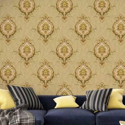 1 Roll 20.8*360 Inch Non-Woven 3D Embossed Luxury European Style Wallpaper, Non-Adhesive, Can Be Freely Cut And Spliced, Suitable For Living Room And Dining Room Renovation