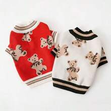 Chihuahua, Pets, Cats, Dogs, Dog Clothes, Puppy Dog, Chihuahua Dog Clothes, Kitten Supplies, Cute Bear Dog Cardigan Sweater Suitable For Medium And Small Male And Female Dogs And Cats, Pet Dog Winter Coat, Soft Knitted Clothing - White - View 13