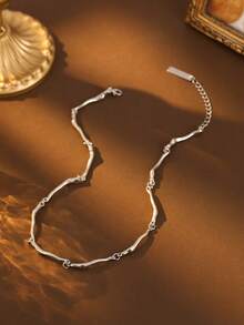 1pc Minimalist 3D Wave Twisted Design Necklace, Unisex For Daily Wear, Dates, Gifts - Wave - View 4