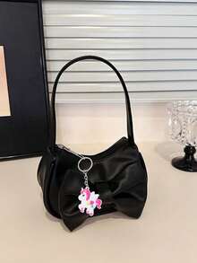 1pc Sweet PU Bow Handbag/Shoulder Bag/Underarm Bag, Casual Fashion Solid Color Small Bag, Meets All-Match Storage Needs, Multiple Colors Available, Exquisite And Versatile, Can Be Matched With Any Style, Suitable For Daily Travel, Shopping, Photography, All Seasons, Perfect Gift For Teenagers. - Butterfly Handbag + Rainbow Horse Pendant - View 18