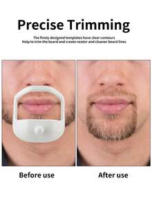 Men's 5-Piece Beard Modeling Tool Goatee Modeling Template ABS Material Beard Trimming Print Beard Outline Can Draw Various Beard Styles, Such As Curved Or Straight Cheek Lines, Goatee And Beard Trimming Shaving Set, Saving Time. - Multicolor - View 3