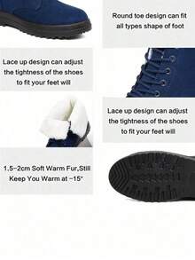 2026 Winter New Women's Snow Boots, PU Sole, Thin Sole, Non-Slip, Warm, Comfortable Women's Casual Sports Shoes, Cold-Proof And Warm Lining Thin-Soled Women's Mid-Calf Boots, Valentine's Day Style Gentle Flat Shoes, Soft-Soled Shoes, Plush Fashionable And Versatile Style, Suitable For Valentine's Day Dates, Work Commutes - Women's Knee-High Boots. Winter Wedding Fashion Shoes, Beach-Toned Casual Shoes. - Blue - View 5