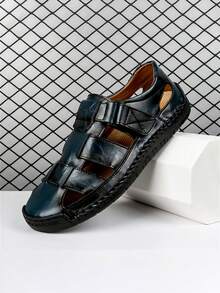 Dép nam đế dày thời trang mới, dép xăng đan mùa hè cho nam, dép đi biển nam thủ công kín mũi, chống trơn trượt, thoải mái. - Màu xanh lam - Xem 1