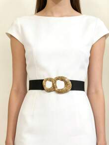 多功能弹力腰带，新款腰带，时尚配饰，可搭配连衣裙、外套、裙子、衬衫，适合度假、演出、聚会和日常穿着，多种尺寸可选。 - 金色 - 查看 5