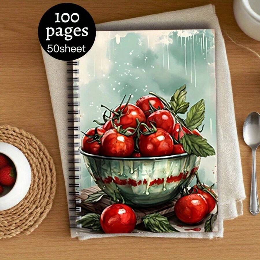 1 Spiral Bound Recipe Book - A5 Size, 50 Sheets/100 Pages - Includes Tomato Recipe Journal, Meal Planner, Kitchen Diary - Compact Cooking Handbook Suitable For Home Cooks And Professional Chefs - Ideal Gift For Cooking Enthusiasts - D - View 1