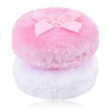 2pcs Large Fluffy Powder Puff 3 5 Inch Soft Body Face Applicator - White and Pink - View 1