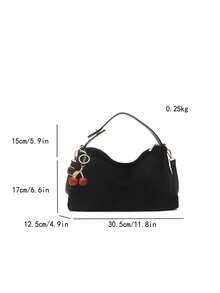 1 chiếc túi xách nữ hình trăng lưỡi liềm mới, túi tote da lộn tối giản thời trang, thích hợp cho hẹn hò, làm quà tặng, đi làm, mua sắm vào mùa thu/đông. - màu đen - Xem 6