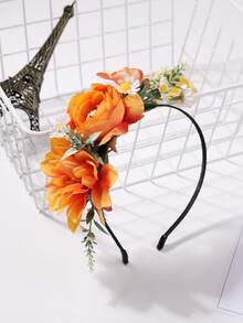 1件装森林风格3D鹿角头箍节日派对发饰树枝花冠女士头箍情人节发箍发圈头饰 - 彩色 - 查看 10