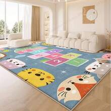 1pc Cute Cartoon Animal Soft Plush Modern Geometric Design, With Playful Animal Faces And Numeral Puzzle, Suitable For Living Room, Bedroom, Office - Durable Lightweight Home Decor Mat - Multicolor - View 1