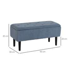 Storage Bench, Bed Bench, Upholstered Bench With Hinged Lid, Chest Bench, For Living Room, Bedroom, Blue, 95 X 38 X 45 Cm