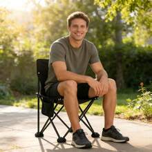 Portable Folding Chair Lightweight Outdoor Chair For Patio Backyard Camping Picnic Lawn - Black - View 3