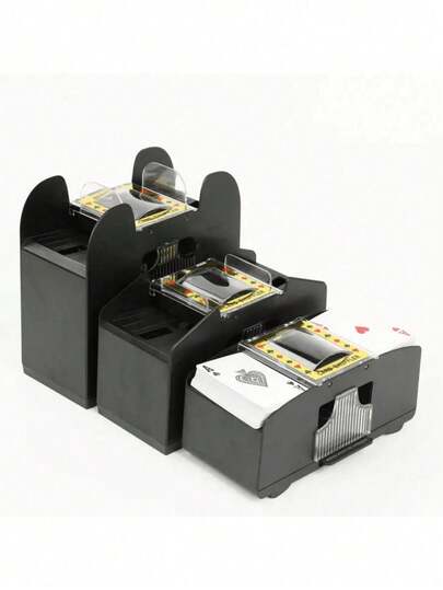 1 pieza Mezclador de cartas automático, ofrece 3 opciones de tamaño, herramienta de barajado rápido y anti-trampa, sin necesidad de barajar a mano, rápido y ahorra tiempo, no se atascará, bajo nivel de ruido, no afectará el entorno circundante, adecuado para varios tipos de cartas, material ABS duradero, larga vida útil, fácil de usar, adecuado para principiantes y profesionales, mezclador de naipes portátil multifuncional