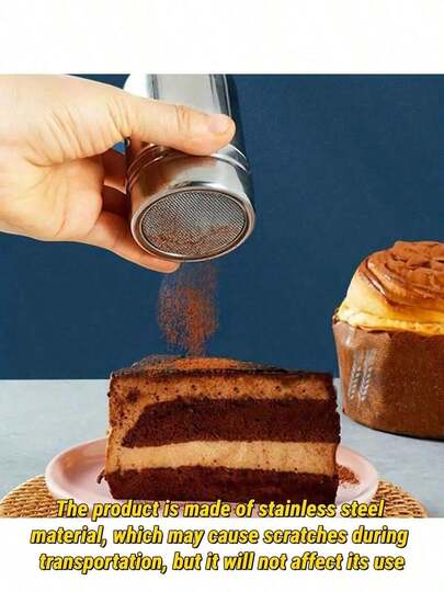 قطعة واحدة من رشاش المسحوق من الفولاذ المقاوم للصدأ - شبكة ناعمة، لرش الكاكاو والقرفة والقهوة بالتساوي - أداة مطبخ مثالية للخبز والطهي، أداة رشاش المسحوق | أدوات مطبخ حديثة | أدوات مطبخ من الفولاذ المقاوم للصدأ متينة - منخل سكر وكاكاو متعدد الوظائف، مع غطاء أداة رشاش مسحوق الخبيز