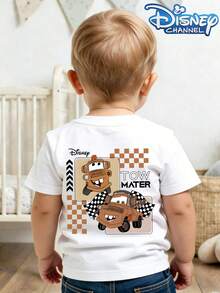 This Disney Pixar Cars Mater-Themed Casual And Simple Crew Neck Short-Sleeved T-Shirt Is Designed For Both Baby Boys And Girls, Making It An Ideal Choice For Summer Wear. - trắng - Xem 1