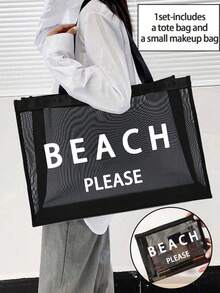 Questa borsa a tracolla in rete di grande capacità può essere utilizzata anche come pratica borsa cosmetica e borsa da spiaggia portatile, adatta a uomini, donne e persone di tutte le età per uso quotidiano, appuntamenti, estate, viaggi, lavoro, affari, studenti, picnic, campeggio e varie occasioni. - Multicolore - Visualizzare 5