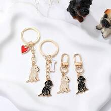 1pc Gold Golden Retriever Enamel Dog Keychain Cartoon Animal Key Ring Pendant Women's Handbag Accessory DIY Jewelry Gift - Multicolor - View 8