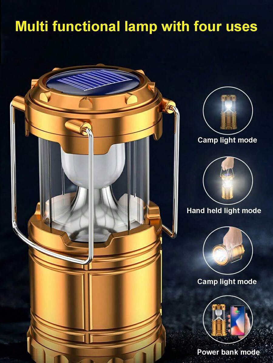 Linterna portátil solar multifuncional, lámpara de camping para iluminación exterior, luz de trabajo multifuncional, iluminación de emergencia para exteriores, lámpara de camping portátil - Unitalla - Ver 1
