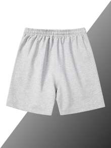Men's Knit Workout Shorts, Loose Casual Sports Shorts For Running, Jogging, Gym Exercises, Summer - Grey - View 3