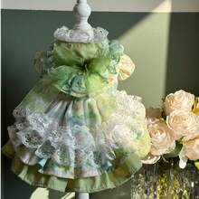 Bowknot Pet Bridal Gown - Lace Tulle Dress For Puppy Kitten Festival Party Photos - Mint Green - View 9