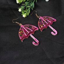情人节梦幻闪亮雨伞耳环，透明亚克力耳环，甜美少女风礼物，送给女朋友/闺蜜 - 彩色 - 查看 5