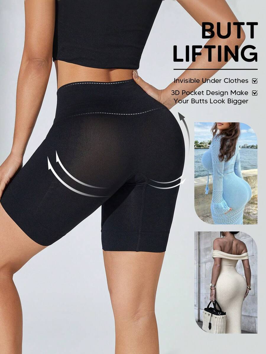 Women's Seamless Shaping Briefs, Tummy Control And Butt Lifting Shapewear Shorts - Black - View 1