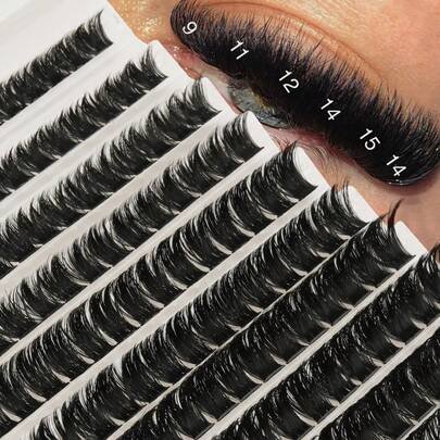 140 Pieces Of 1 60D Dense Curled Eyelash Clusters, Russian Curl, D Curl, Cat-Eye Style, Fluffy Eyelash Clusters, D Curl For DIY Individual Eyelash Extensions, Soft And Natural, Lightweight. Reusable, Suitable For Beginners.