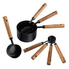 4/8pcs Measuring Cup & Spoon Set, Stainless Steel Measuring Cups And Spoons With Rosewood Handles, Suitable For Dry Goods And Liquid Ingredients, Baking Tools DIY, Seasoning Spoon, Powder Spoon, Coffee Spoon Kitchen Baking Tools - Multicolor - View 13