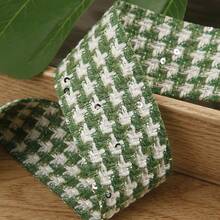 Fita xadrez bicolor com lantejoulas em padrão pied-de-poule, ideal para decoração de roupas, sapatos, chapéus, laços e acessórios de cabelo DIY. - Multicolorido - Ver 7