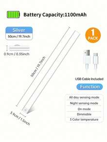 1pc Motion Sensor Wireless LED Light, 3 Color Modes, USB Rechargeable Lamp, Ultra-Thin Smart Sensor Light, LED Cabinet Wardrobe Light With Charging Cable, Suitable For Cabinet, Bedroom, Stairs Lighting, Bedroom Decor, Cabinet Lamp, Room Decor, Christmas - LED Ultra-thin Sensor Light - View 19