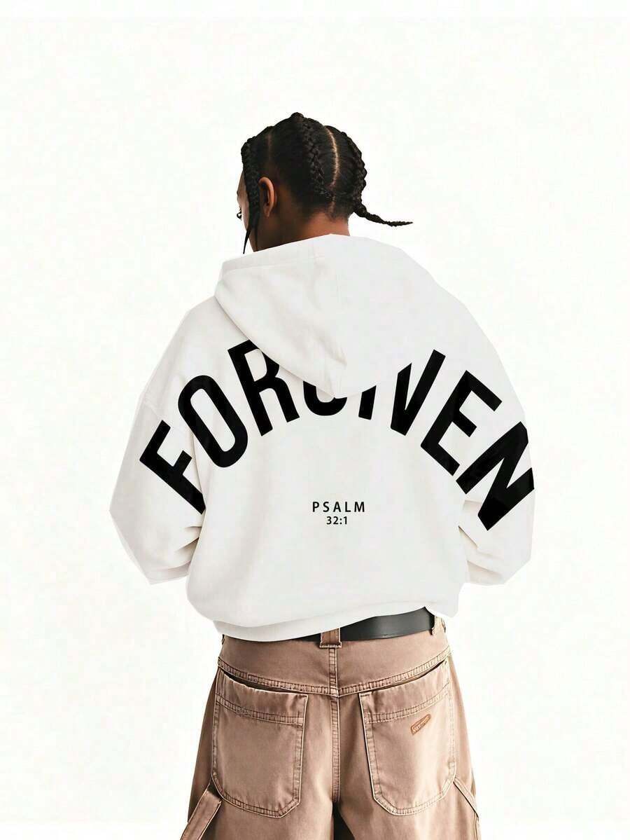 Kingdom Essential Hoodie | Christian Oversized Hoodies, Heavyweight Faith Sweatshirts With Yahweh, Yeshua, Forgiven Designs, Super Soft Religious Apparel Gifts For Men | Valentine Outfits For Men | Men GiftsDaily Outfits For Men And Women - 白色 - 查看 1