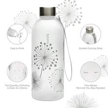 Botella de Agua Transparente de 32 Onzas con Marcador de Tiempo Diseño de Diente de León sin BPA Reutilizable para Fitness - Diente de león plateado - Ver 4