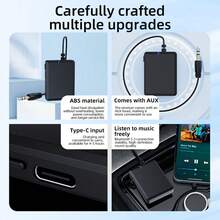 1pc Black Universal Bluetooth Receiver With 3.5mm Audio Cable, Wireless Bluetooth Adapter Converter Applicable For Car Speaker - A - View 2