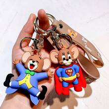 Warner Bros Disguised Cat And Mouse Funny Batman Superman Fusion Keychain, Suitable As A Gift For Family Members During The School Season - Multicolor - View 3